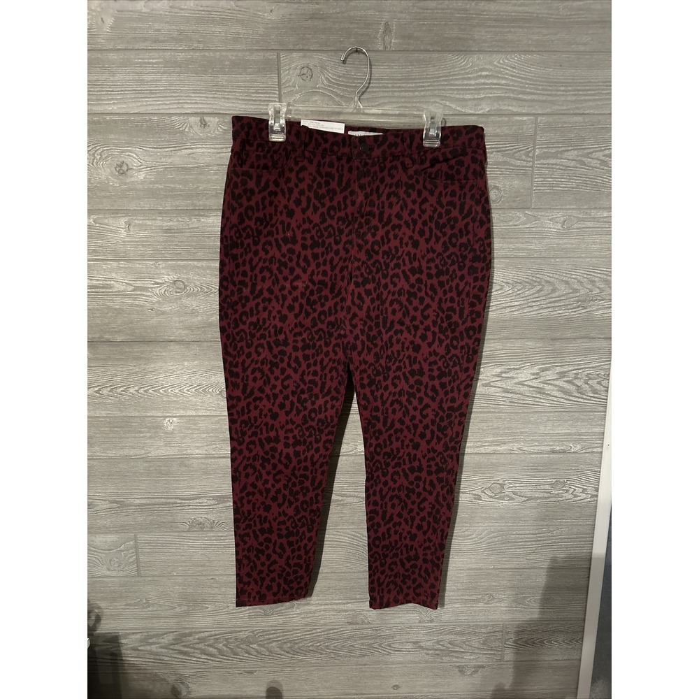 Social Standard by Sanctuary Burgundy Leopard Print Ankle Skinny Size 14 NWT‎
